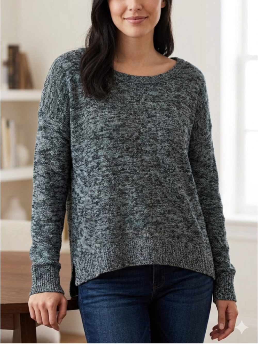 Women's American Eagle Outfitters Sweater XL Blue Black Scoop Neck. 1973